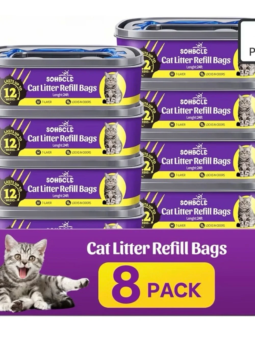 Cat Litter Refill Bags 8-Pack - Purple